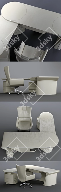 Contemporary Luxury Desk & Armchair 3D model image 2