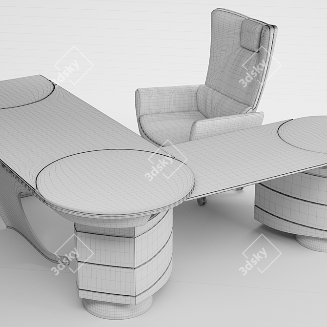 Contemporary Luxury Desk & Armchair 3D model image 3