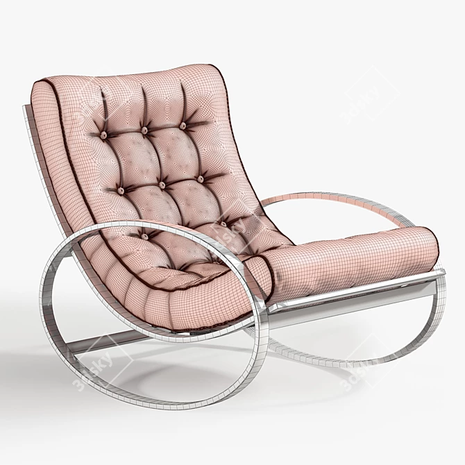 Modern Chrome & Leather Rocking Chair 3D model image 3