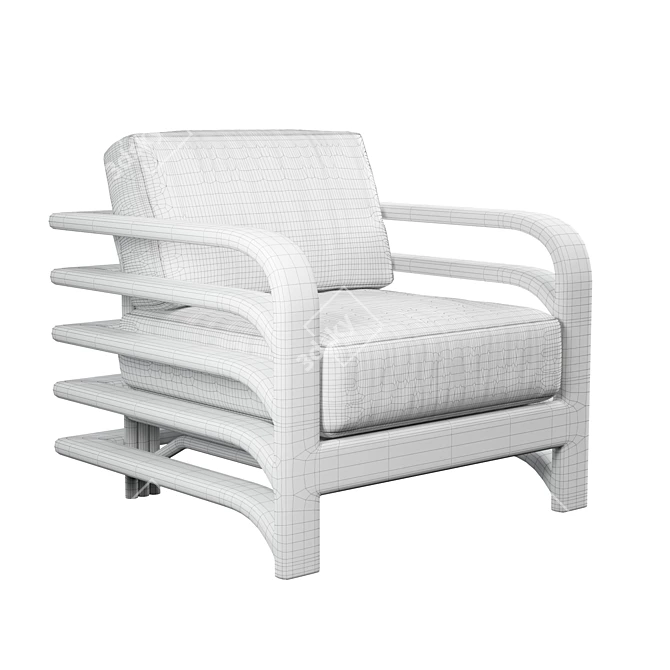 Stylish Rattan Lounge Chair 3D model image 3