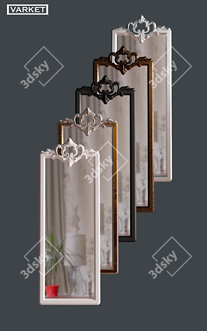 Elegant Corona Mirror - Various Finishes 3D model image 2