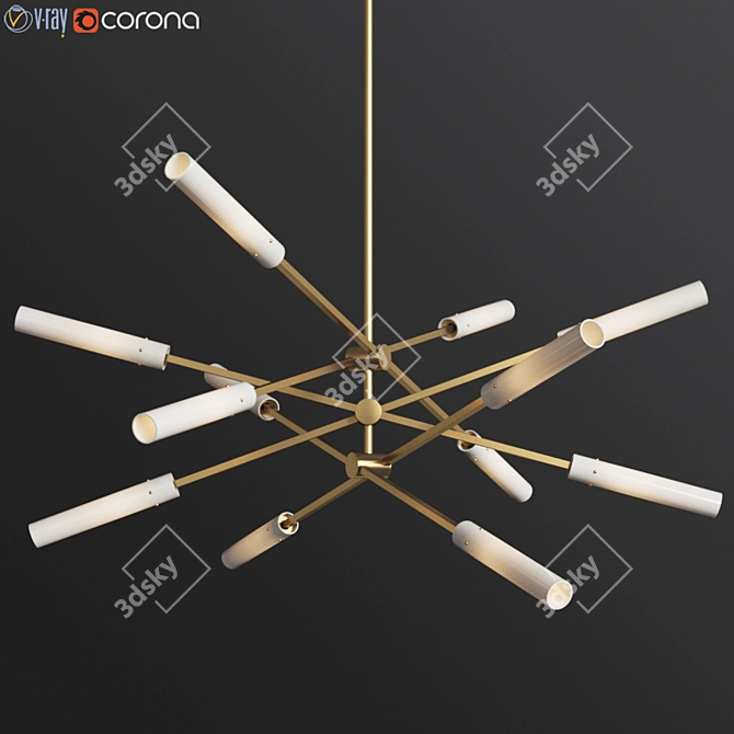 Modern Brass Flute LED Chandelier 3D model image 1