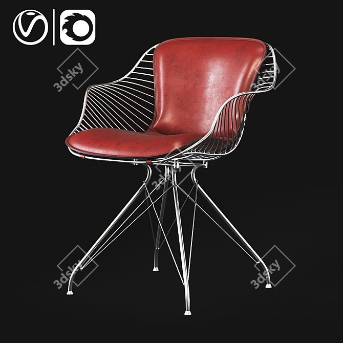 Sleek Wire Dining Chair 3D model image 1