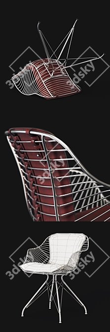 Sleek Wire Dining Chair 3D model image 3