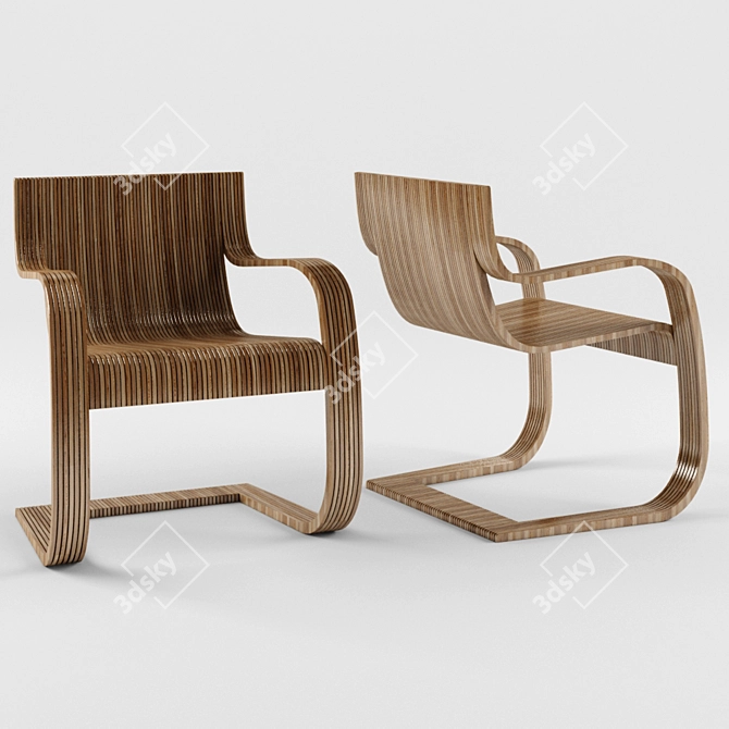 Sleek Streamline Lounge Chair 3D model image 1