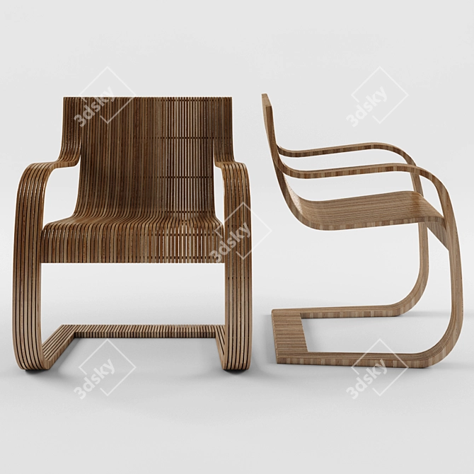 Sleek Streamline Lounge Chair 3D model image 2