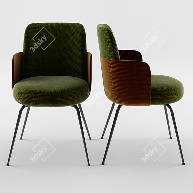 Elegant Armrest Chair: Wittmann Merwyn 3D model image 2