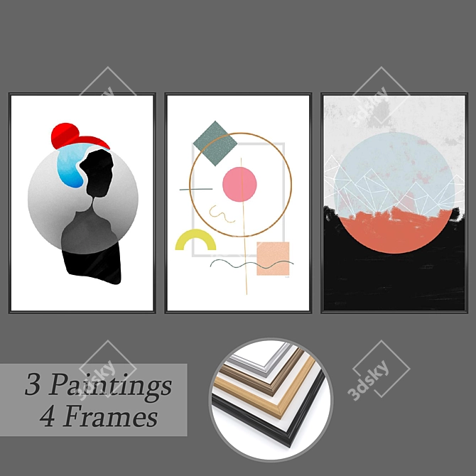 Elegant Wall Art Set - No. 729 3D model image 1