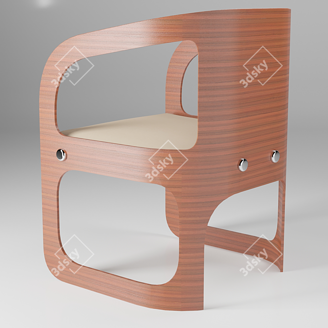 Modern Wood Chair 3D model image 2