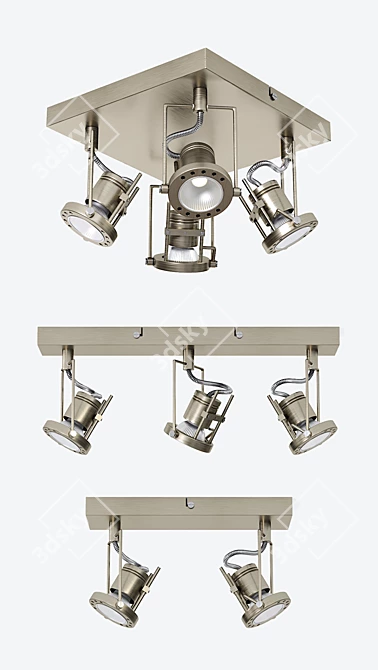 3-Light Ceiling Lamp: Arte Lamp Construttore A4300 in Bronze, Chrome, Black & White 3D model image 2