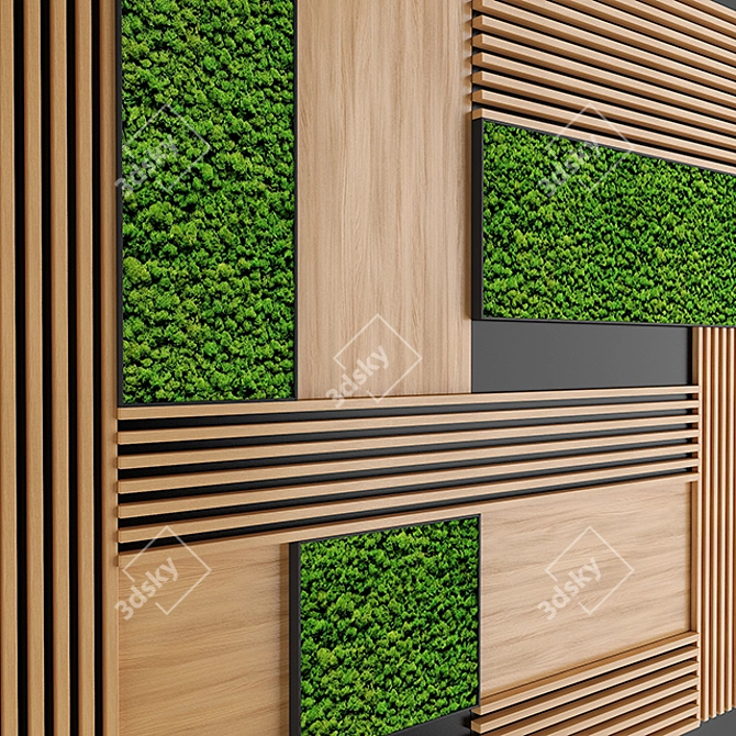 Wood and Moss Wall Panel 3D model image 2