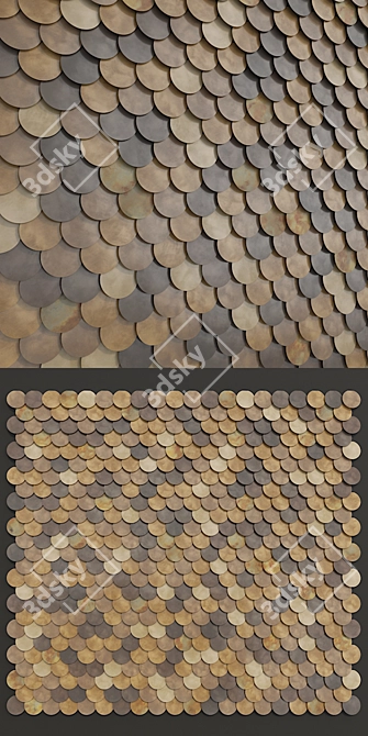 Sleek Circle Wall Panels 3D model image 2