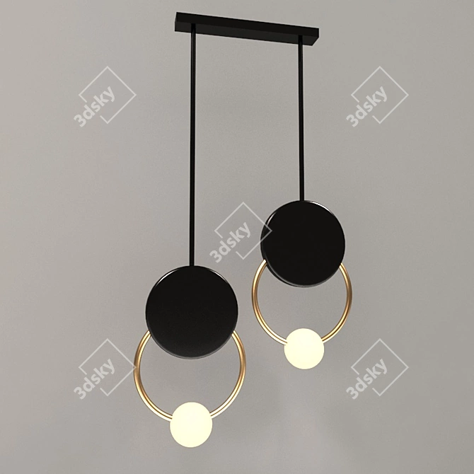 Golden Band Ceiling Light: Elegant Illumination 3D model image 1