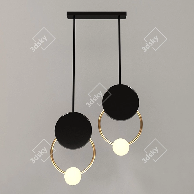 Golden Band Ceiling Light: Elegant Illumination 3D model image 2