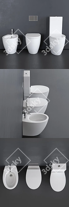 Velis Collection: Ceramic Floor Mounted Toilet 3D model image 2