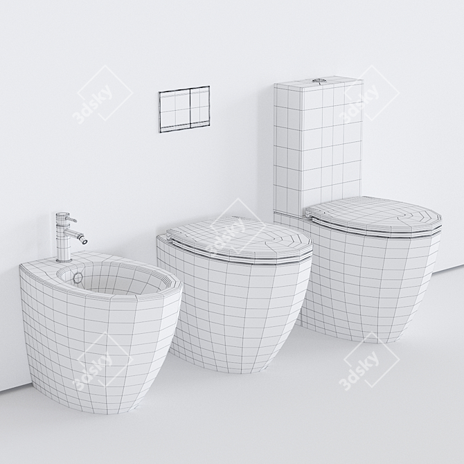 Velis Collection: Ceramic Floor Mounted Toilet 3D model image 3