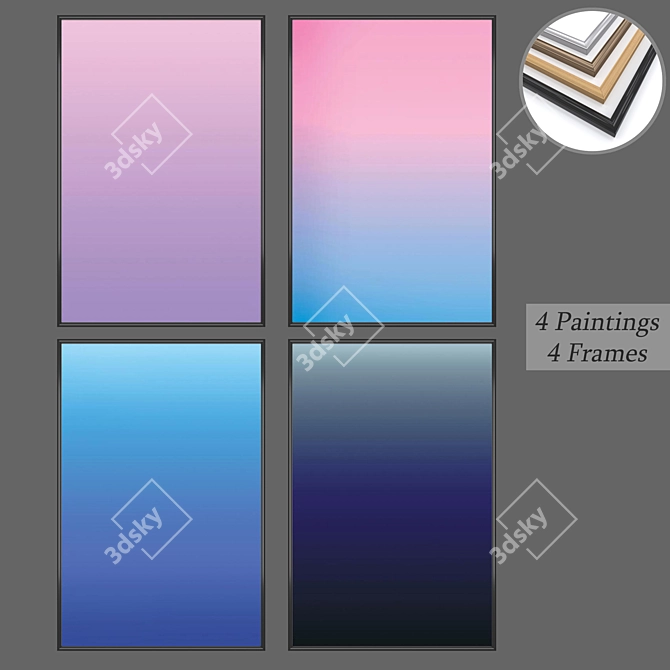 Multiframe Wall Art Set 3D model image 1