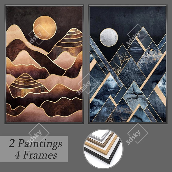 Contemporary Wall Art Set 3D model image 1