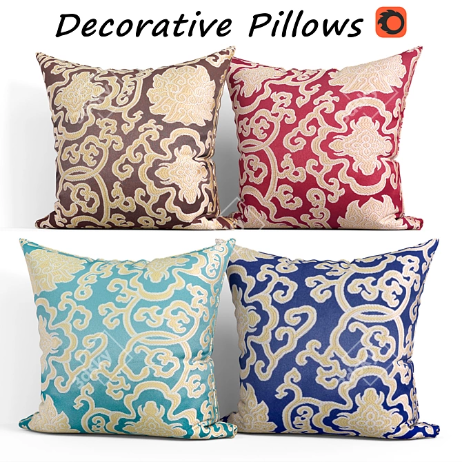 Luxury Decor Set: CaliTime Pillows 3D model image 1