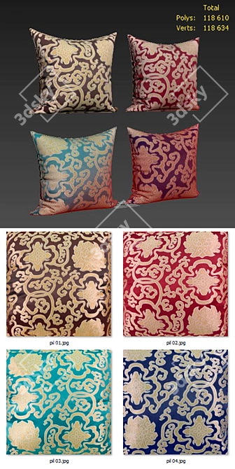 Luxury Decor Set: CaliTime Pillows 3D model image 2