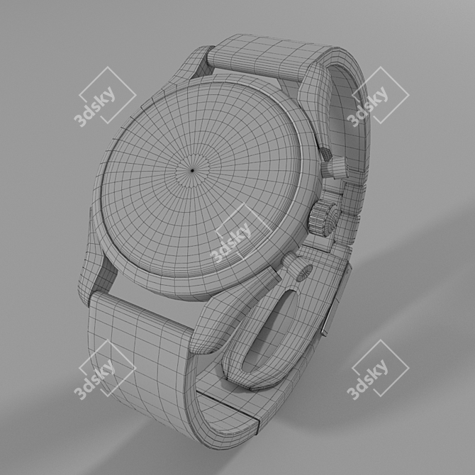 Handcrafted High-Polished Wristwatch 3D model image 3