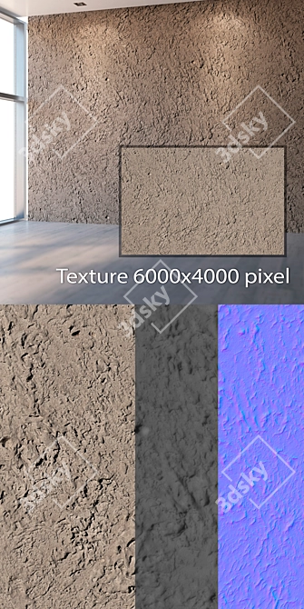 Seamless Rough Plaster Texture 3D model image 2