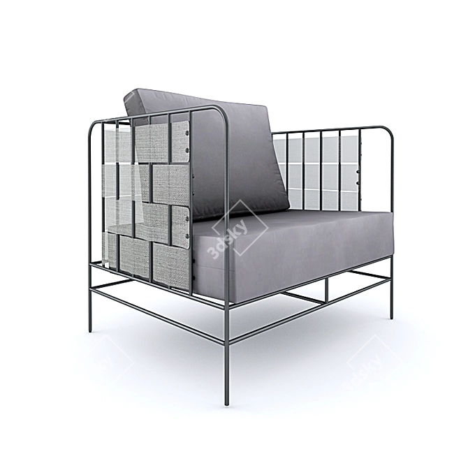 Elegant Metal Outdoor Armchair 3D model image 1