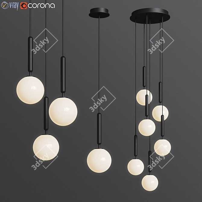 Sleek Brass Pendant & Chandelier Light 3D model image 1