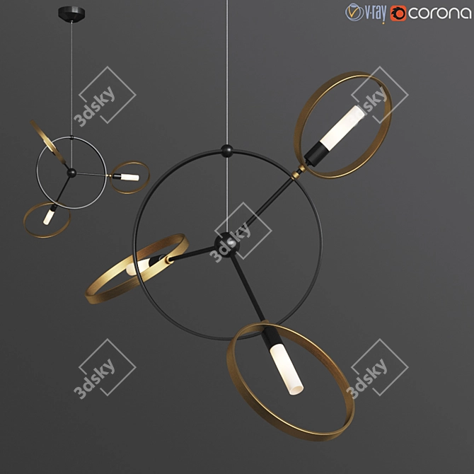 Modern Brass Pendant Light 3D model image 1