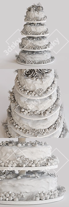 Elegant Wedding Cake 3D model image 3