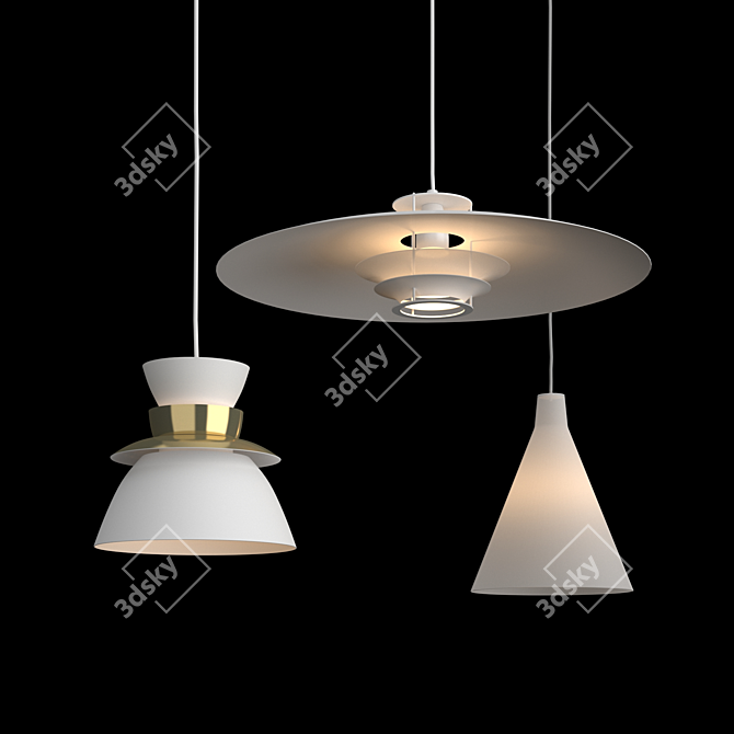 Artek Vintage Pendant Lamp Set - TW002, U336, JL341 3D model image 1