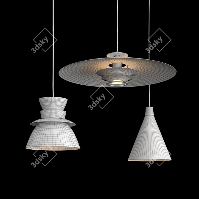 Artek Vintage Pendant Lamp Set - TW002, U336, JL341 3D model image 3