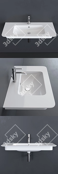 Green Up Wall-mounted Ceramic Washbasin 3D model image 2