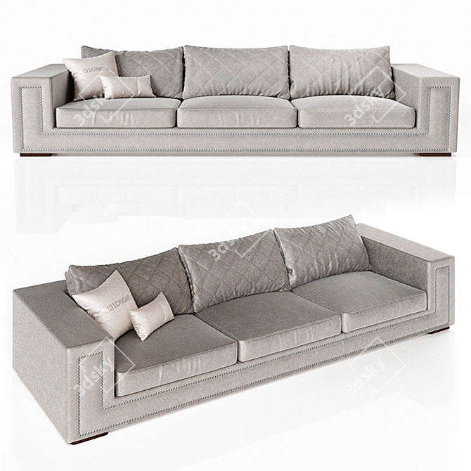 Luxurious Helmut Sofa: Elegant 3-Seater in Grey Velvet 3D model image 1