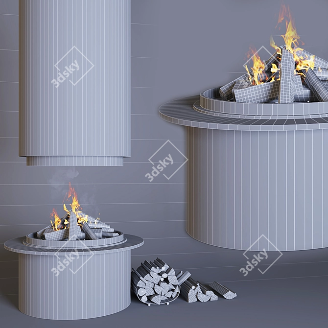 Modern Stylish Island Fireplace 3D model image 3