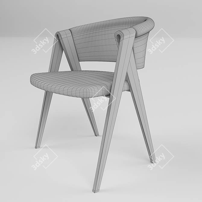 Wooden Velvet Counter Chair 3D model image 2