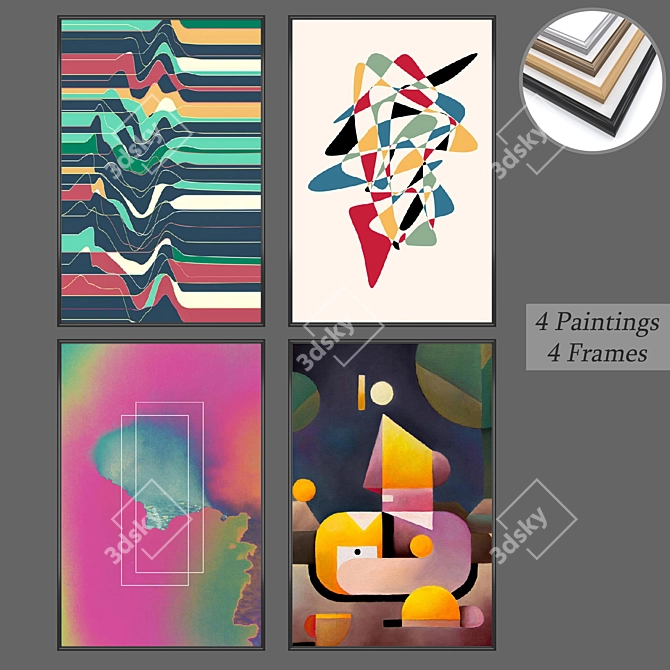 Contemporary Wall Art Set 3D model image 1