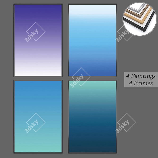 Elegant Framed Wall Art Set 3D model image 1