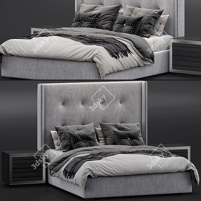 Luxury Tompkins Box Tufted Bed 3D model image 1