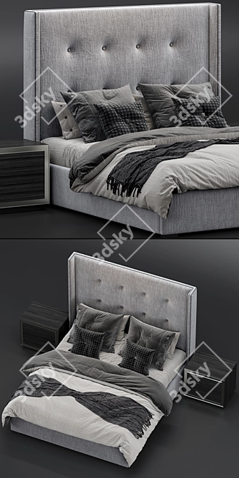 Luxury Tompkins Box Tufted Bed 3D model image 2