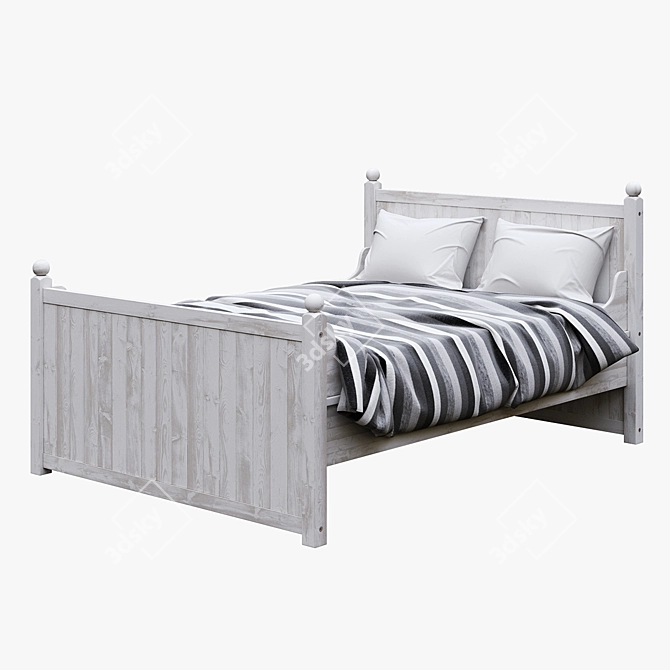 Rustic Hurdal Bed Frame 3D model image 1