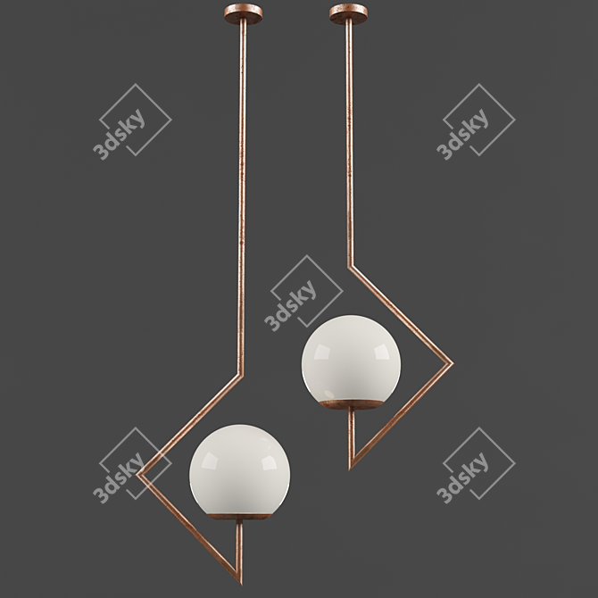 Copper Pipe Pendant Light 3D model image 1