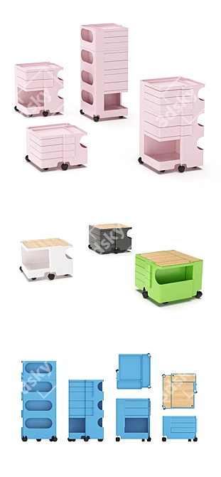 Versatile Boby Storage Trolley 3D model image 2