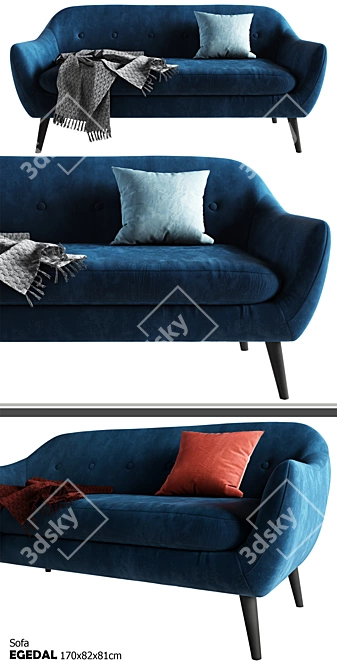 Egedal 2.5-Seat Velvet Sofa 3D model image 2