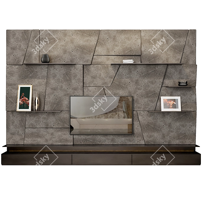 Modern TV Stand with 2 Shelves 3D model image 1