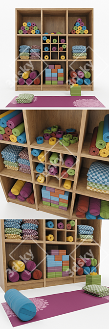 Yoga Storage Rack: Colorful & Monochrome Options 3D model image 2