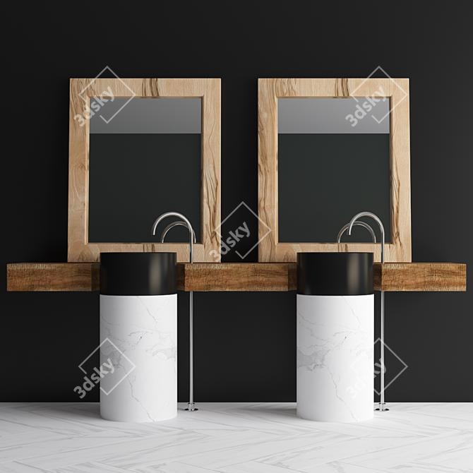 Modern Bathroom Furniture Set 3D model image 1