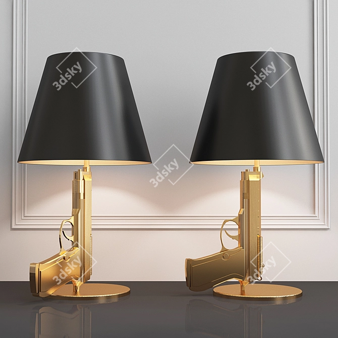 Designer Replica Guns Bedside 3D model image 1