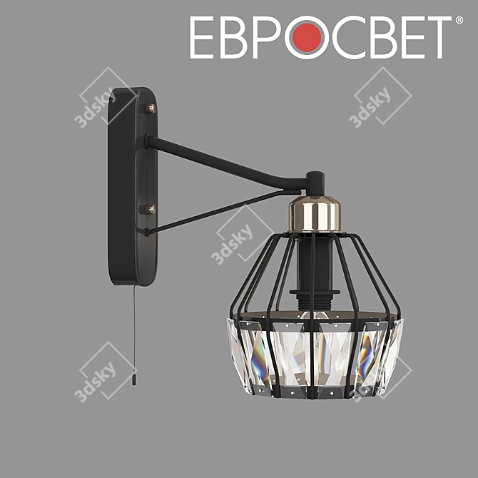 Loft Style Eurosvet Lord Wall Sconce with Crystal Shade 3D model image 1