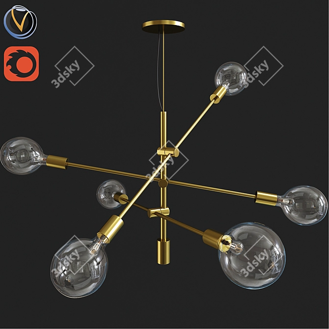 Elegant 3D Chandelier - Ready for Use 3D model image 1